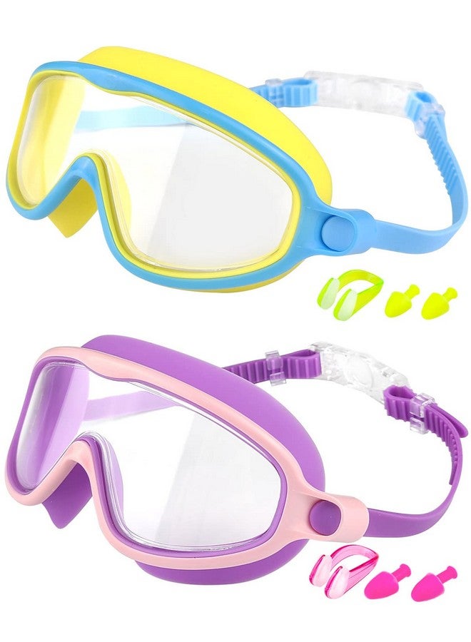 Rantizon Kids Swim Goggles 2 Pack Wide View Swimming Goggles For Child 315 Anti Fog&Uv No Leaking Goggles For Boys Girls - Image 2