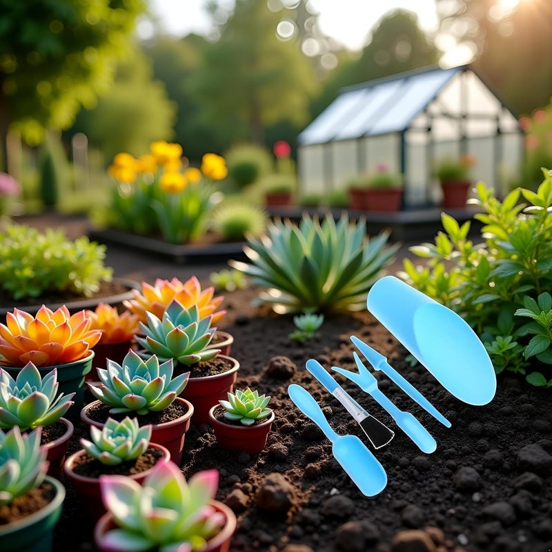 Sluswallow 5 Pcs Blue 22.5cm/8.86'' Gardening Tools Set, Miniature Shovel Brush Widger, Succulent Planting Helper, Garden Tool Sets, Hand Tools - Image 5