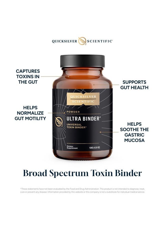 Quicksilver Scientific - Ultra Binder Powder - Multi Toxin Binder with Bentonite Clay Powder, Zeolite Detox & Charcoal - Supplement for Gut Support & The Body's Toxin Removal Process (120g) - Image 1