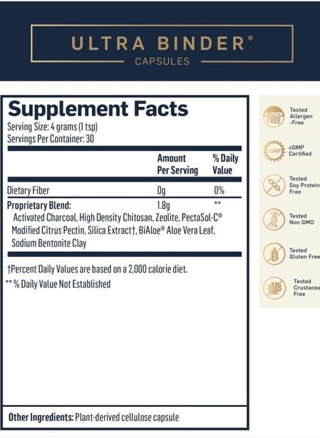 Quicksilver Scientific - Ultra Binder Powder - Multi Toxin Binder with Bentonite Clay Powder, Zeolite Detox & Charcoal - Supplement for Gut Support & The Body's Toxin Removal Process (120g) - Image 1