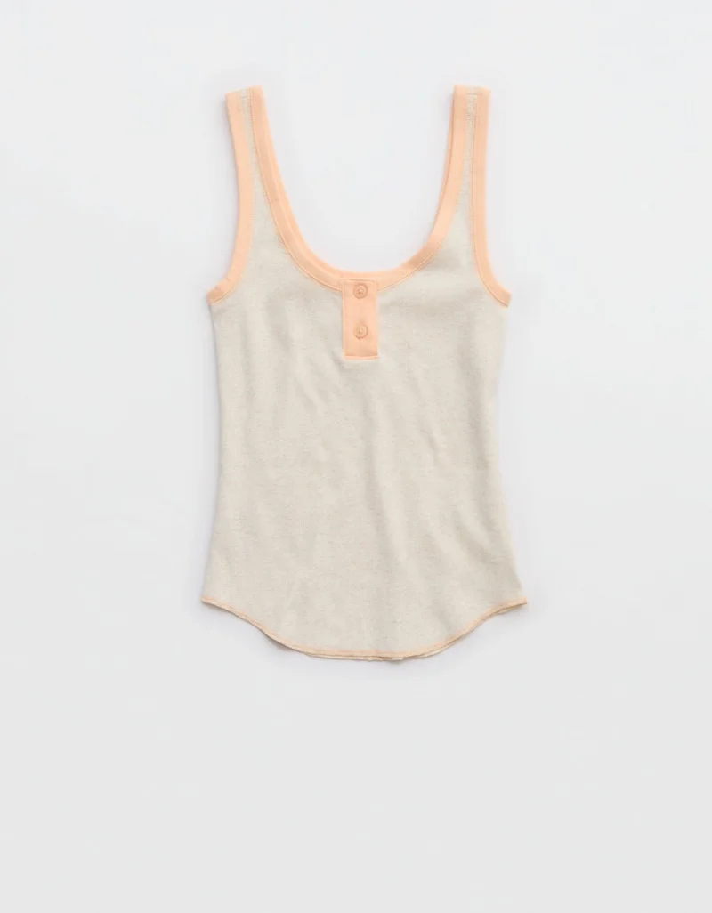 Aerie  Aerie Ribbed Henley Tank Top for Women | Best Price UAE