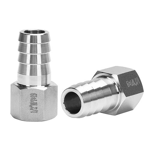 DERNORD 3/4" Barbed Hose x 1/2" NPT Female - Home Brew Fitting 304 Stainless Steel Pack of 2 - Image 1