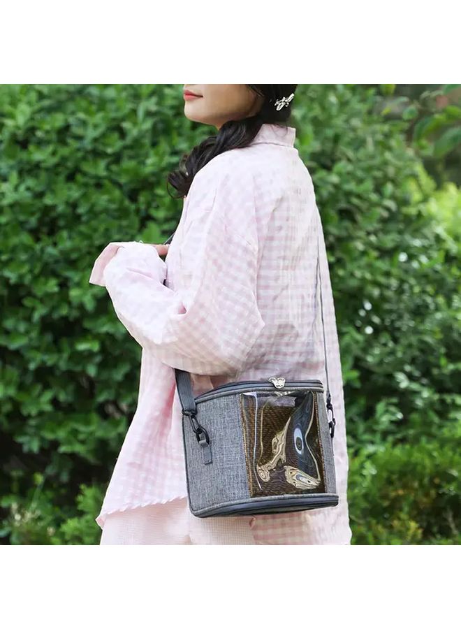 حقيبة حيوانات أليفة محمولة كبيرة رمادية قابلة للتنفس للهامستر والوزغ والقطط - Image 5