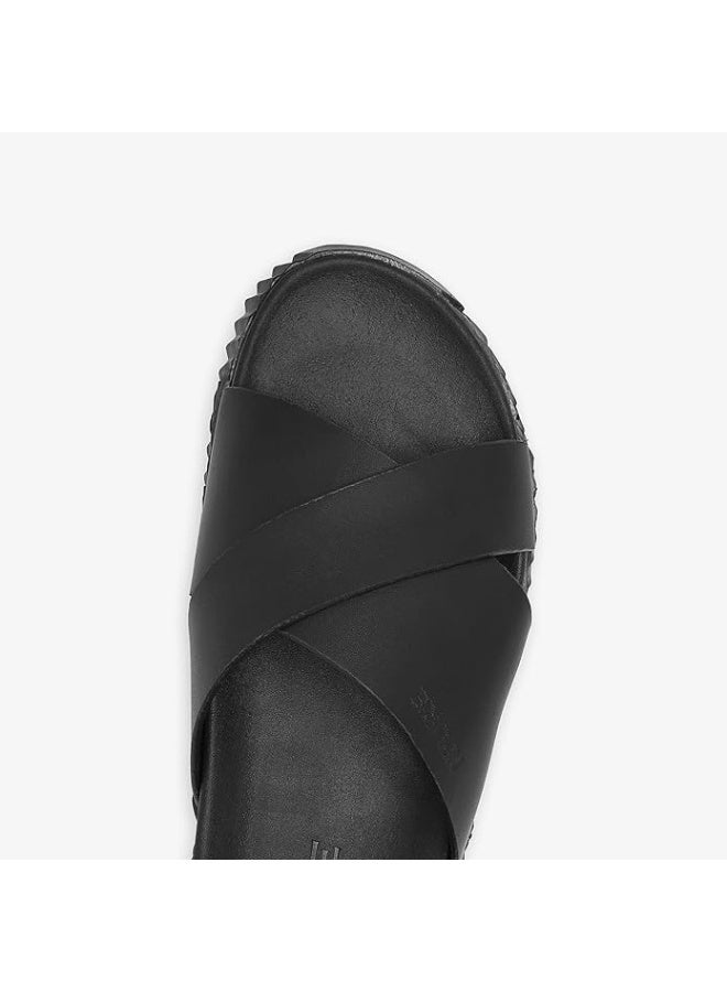 نديور صنادل يومية للرجال من NDURE | نعل داخلي من الجلد الصناعي ووسادة رغوية سحابية خفيفة الوزن | نعل خارجي من TPR مقاوم للانزلاق | مقدمة مدورة سهلة الارتداء ومريحة - Image 3