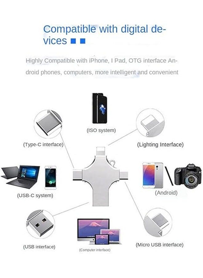 General High-speed 4-in-1 portable USB flash drive for external data storage for smartphones, PCs, laptops, smartphones (64G)  - Image 3