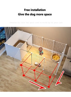 Kidle Pet Dog Fence Pet Enclosure Dog House Indoor Small Dog Fence Isolation Door With Toilet Area Dog Cage Dog Playpen Indoor For Dogs Cat Rabbit White 127x75x47 Cm  - Image 4
