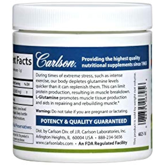 Carlson - L-Glutamine Powder, Free-Form Amino Acid, 3 g, Muscle Tissue Production & Function, Immune Support, 3.53 oz (100 g) - Image 4