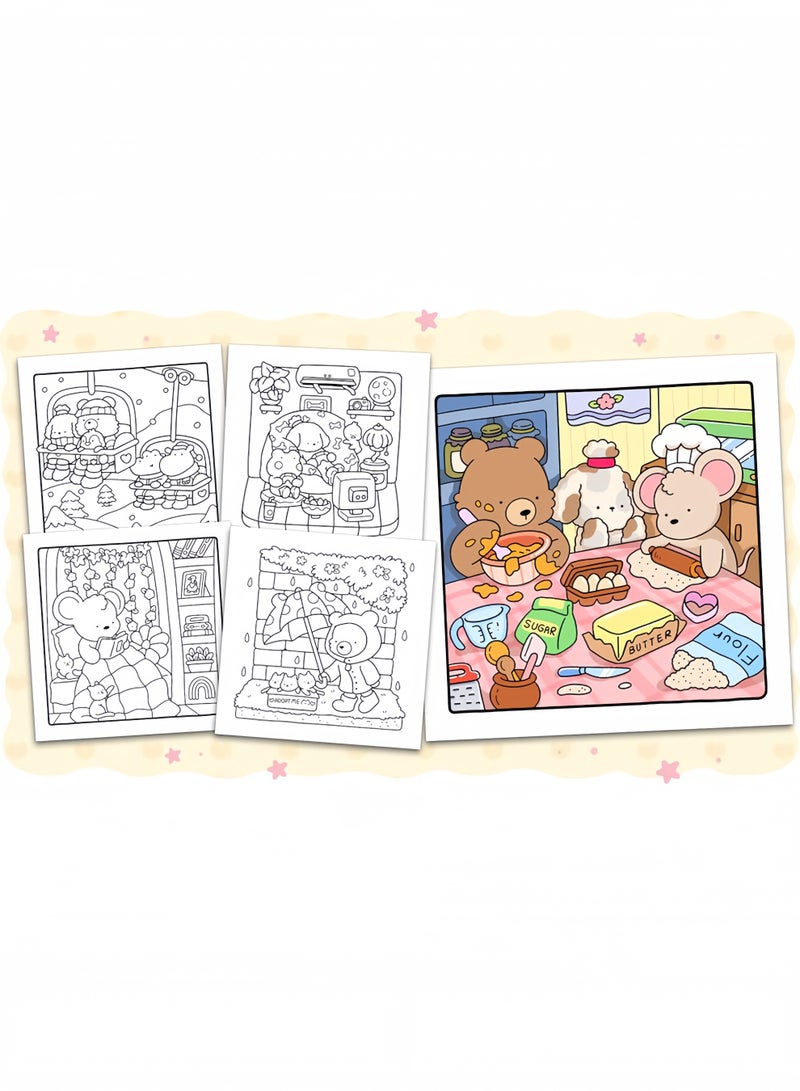 Cozy Friends: Coloring Book for Adults and Teens Featuring Super Cute Animal Characters with Easy and Simple Designs for Relaxation - Image 5