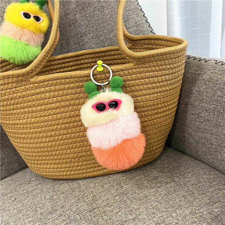 Cute Caterpillar Plush Keychain Charm Meitou