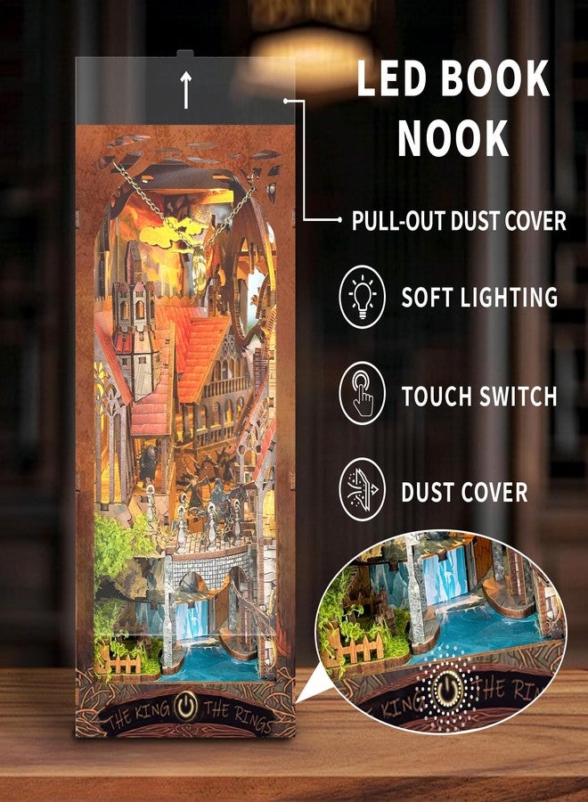 Strucwood Book Nook Kit with LED Light - 3D Wooden Puzzles Book Nook for Book Shelf Decor - DIY Dollhouse Kit - Book Nook Decor with Dust Cover - Magic Book Nook - (SQ-05) - Image 3