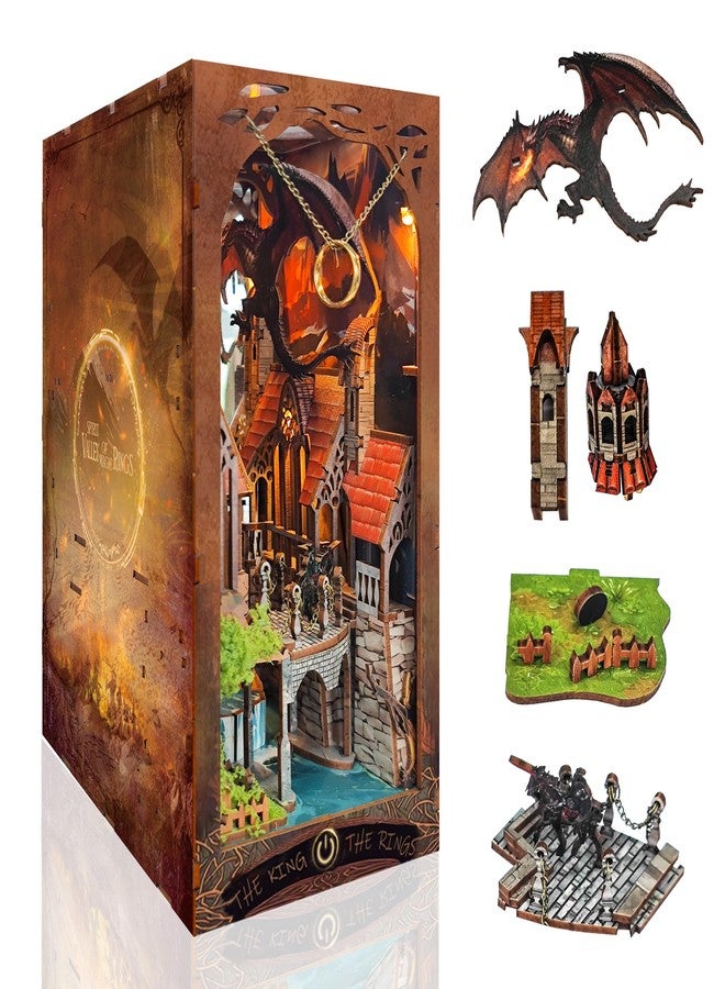 Strucwood Book Nook Kit with LED Light - 3D Wooden Puzzles Book Nook for Book Shelf Decor - DIY Dollhouse Kit - Book Nook Decor with Dust Cover - Magic Book Nook - (SQ-05) - Image 5