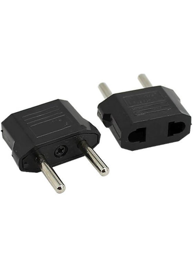 1Pc Black Lightweight US to EU AC Power Plug Travel Converter Adapter 