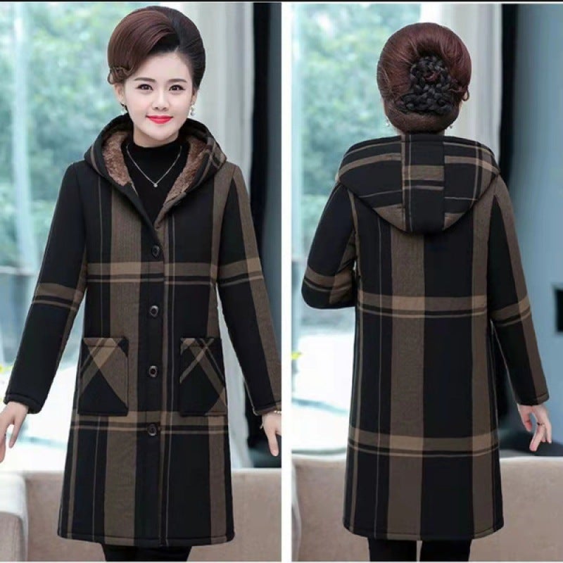 Womens cotton-padded coat for the elderly mother winter clothes plus size cotton-padded coat for the elderly grandma fleece-lined thickened mid-length cotton-padded jacket XL yellow - Image 4
