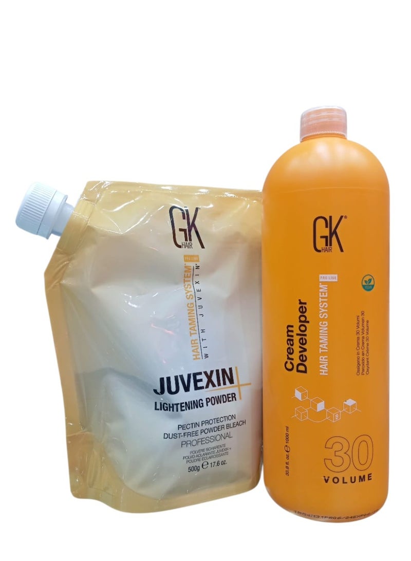 جي كيه هير بودرة تفتيح جويكسين 500 جرام وكريم مطور 30% 1000 مل - Image 2