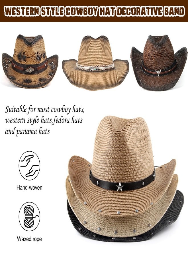 RainFlowwer 10 PCS Leather Cowboy Hat Bands for Men Women Western/Fedora/Panama Hat Belts Cowgirl Hatbands Cowboy Supply Hand Made Replacement - Image 3