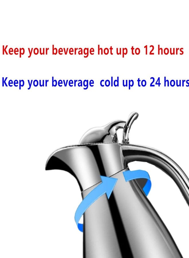 Honkenda 68 Oz Large Stainless Steel Thermal Coffee Carafe for Keeping Hot or Cold Beverage Dispenser, Double Walled Vacuum Insulated Thermos Pot Server for Tea, Keep Hot Water for 12 Hours (Silver 2L) - Image 3