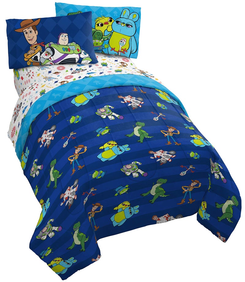Jay Franco Disney Toy Story Buzz  Woody 5 Piece Full Bed Set  Includes Reversible Comforter  Sheet Set  Super Soft Fade Resistant Microfiber  Official Disney Product