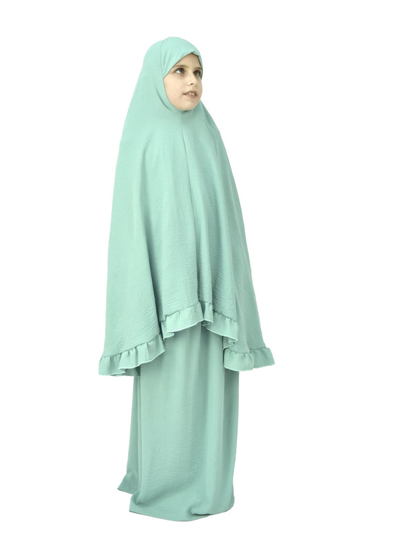 DAMAS COLLECTION - Two Piece Islamic prayer dress for girls kids and women -Prayer Clothes for girls and Muslim Women-Prayer Abaya For women and girls kids- Umrah essentials for women -Prayer dress women - Image 1