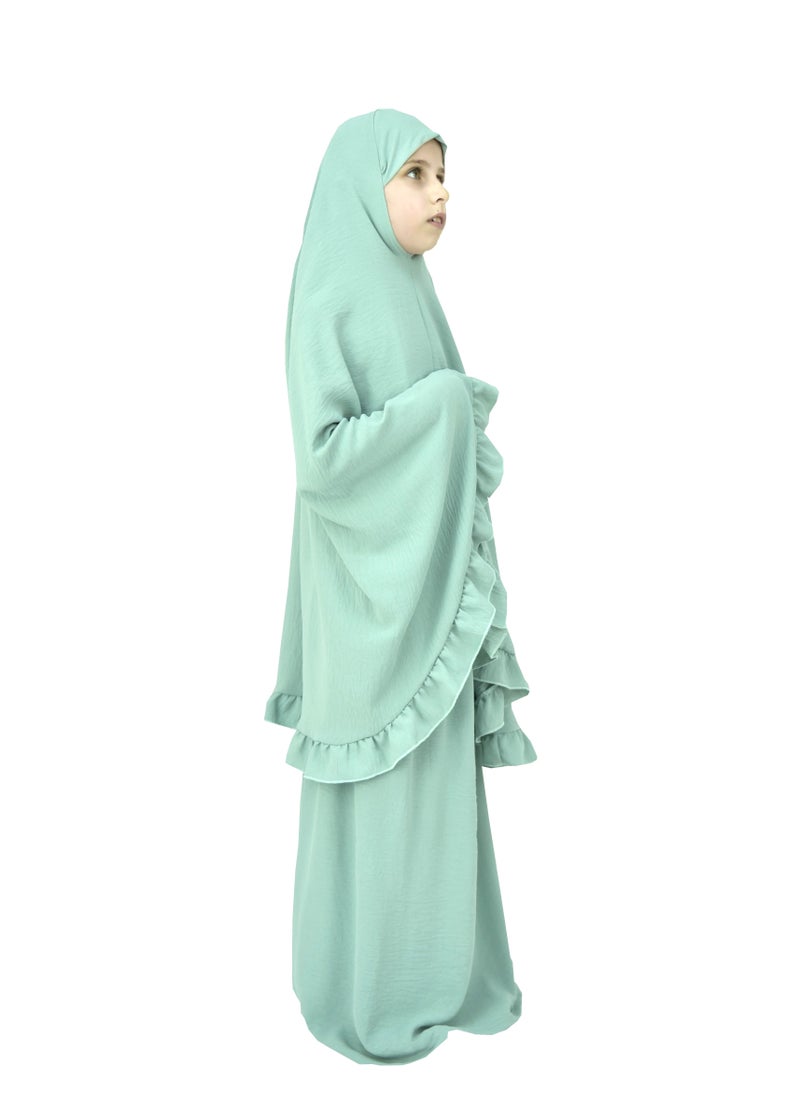 DAMAS COLLECTION - Two Piece Islamic prayer dress for girls kids and women -Prayer Clothes for girls and Muslim Women-Prayer Abaya For women and girls kids- Umrah essentials for women -Prayer dress women - Image 1
