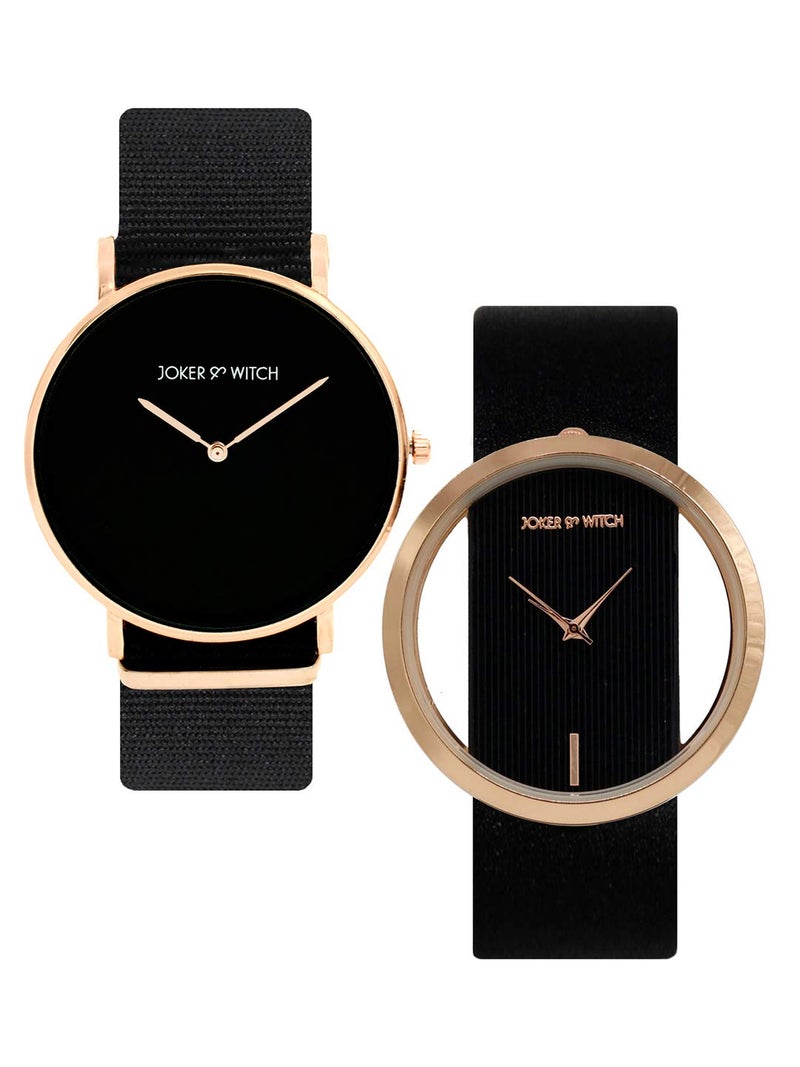 Joker & Witch Randall & Beth Couple Watch Gift Set For Men And Women, Analog, Black - Image 1