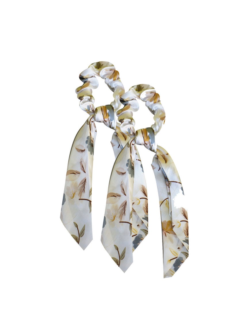 Alissa 2-Pcs Ribbon Bow Scrunchies Hair Bands - Image 1