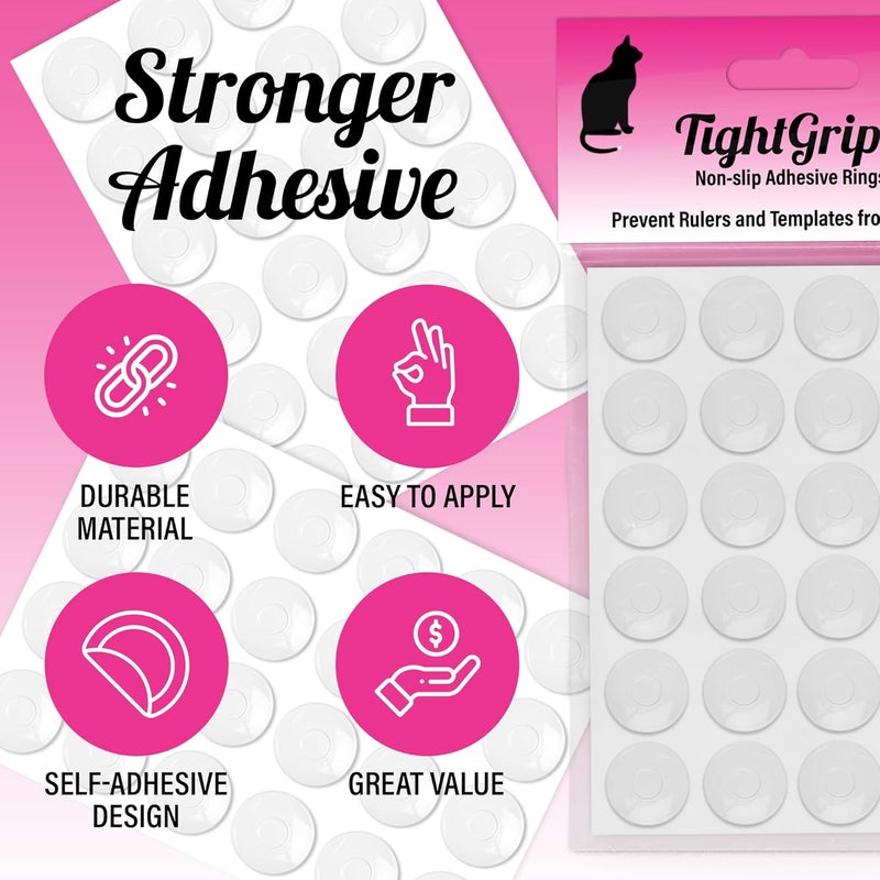 TightGrips Non-Slip Pads for Quilt Templates | Precision Grips for Quilting Supplies | Enhance Accuracy and Stability | Non-Slip Quilting Tools | Complete Set of 48-24 Large & 24 Small Grips - Image 2