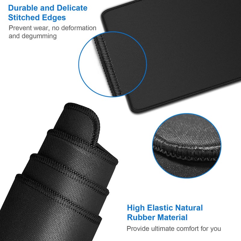 Naukay Large Extended Long Mousepad, 47.2x23.6 inch Large Gaming Non-Slip Mouse pad, Water Resist Computer Keyboard Mat Rubber Base Long Desk Pad for Work & Gaming, Office & Home, Black - Image 5