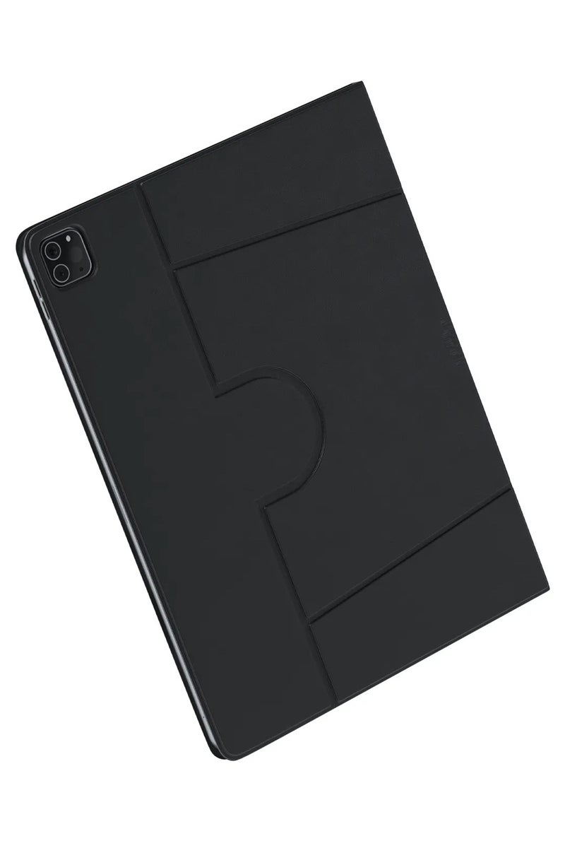LEVELO Elegante Magnetic Folio for iPad Pro 13" 2022 Case 360° Rotation Multi Fold PU Leather Stain Resistant - Black - Image 3