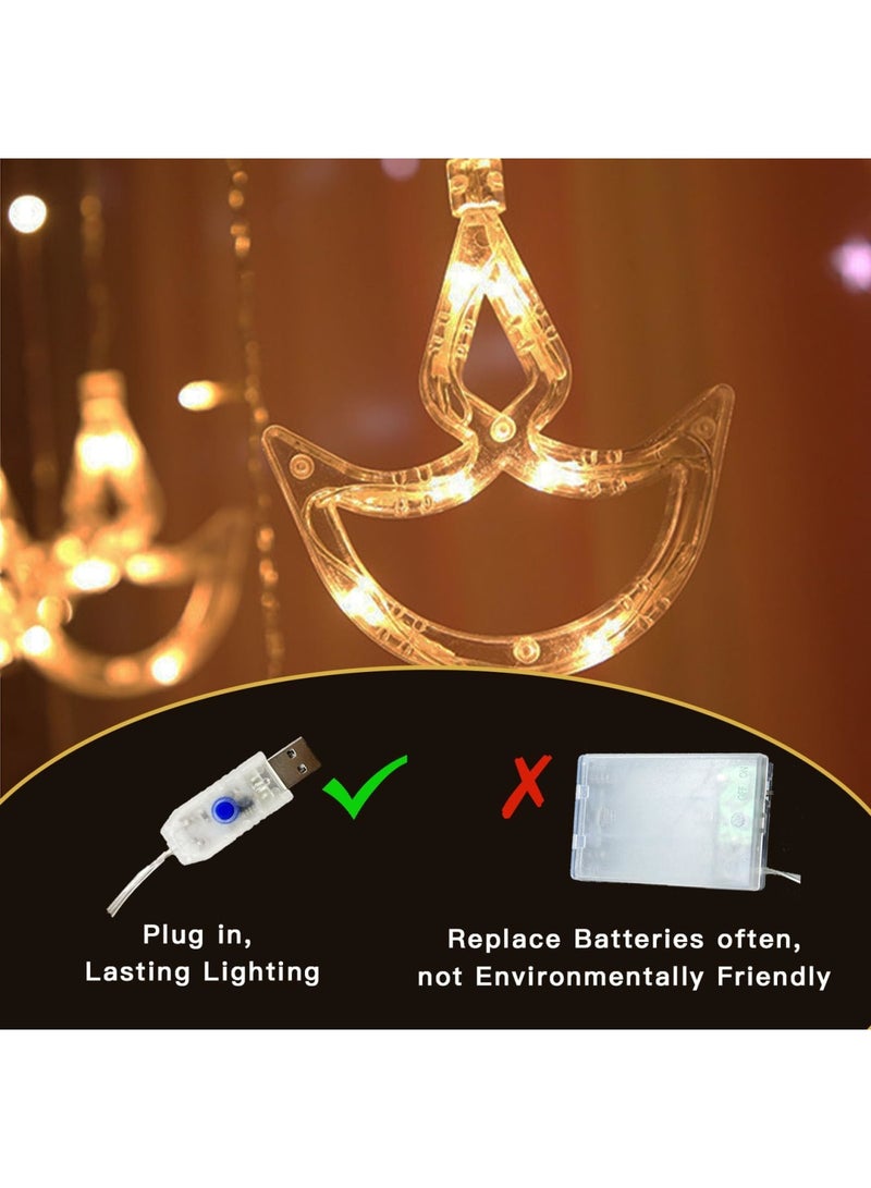 Barakah Warm White Diya Curtain Diwali Lights, 12 LED Diyas, 2.5m String Lights for Indoor and Outdoor Festival Decoration, Windows, Walls, Rooms, Parties, Happy Diwali Ambience (UK Plug) - Image 3