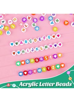 Generic 600pcs Letter Beads for Bracelets kit，Alphabet Beads for Jewelry Making Bracelets Necklaces Key Chains 4X7mm (C, White)  - Image 4