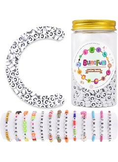 Generic 600pcs Letter Beads for Bracelets kit，Alphabet Beads for Jewelry Making Bracelets Necklaces Key Chains 4X7mm (C, White)  - Image 1