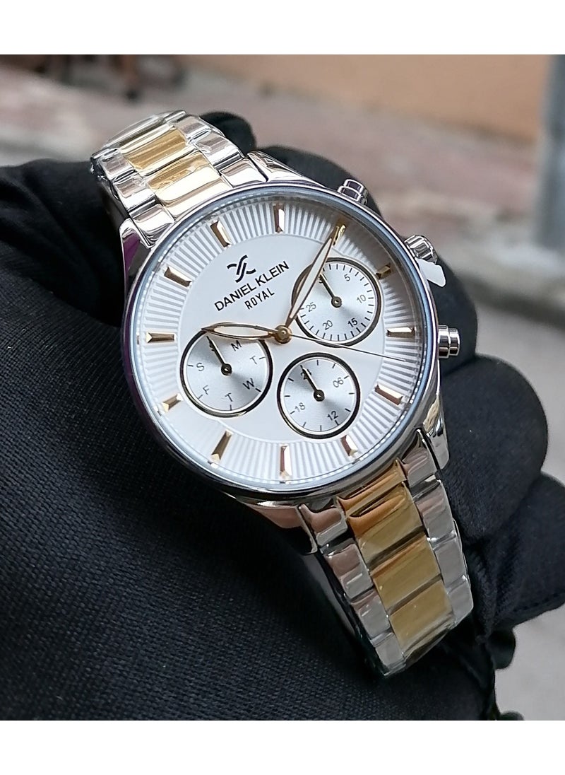 DANIEL KLEIN Silver Gold Steel Strap Women's Wristwatch Waterproof  - Image 1