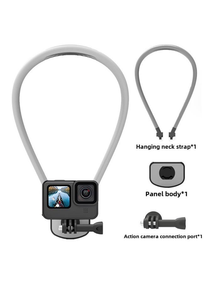 Hanging Neck Mobile Phone Magnetic Bracket First Viewing Angle Shooting Live Riding Mountaineering Fishing Outdoor Sports Camera Accessories-Color:Camera Style Halter Stand Gray - Image 1