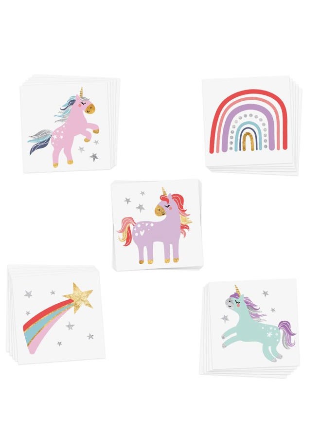 Flash+Tattoos Kids Temporary | Enchanting Unicorns Variety Set of 25 assorted kids | Metallic tattoo, Glitter tattoo, Unicorn party favor, Birthday party decor - Image 2