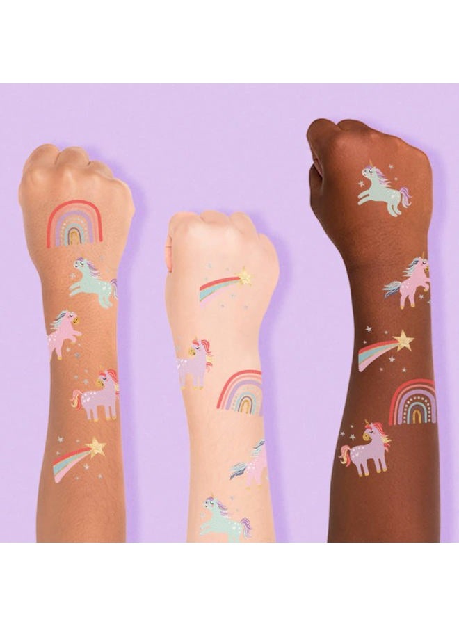 Flash+Tattoos Kids Temporary | Enchanting Unicorns Variety Set of 25 assorted kids | Metallic tattoo, Glitter tattoo, Unicorn party favor, Birthday party decor - Image 1