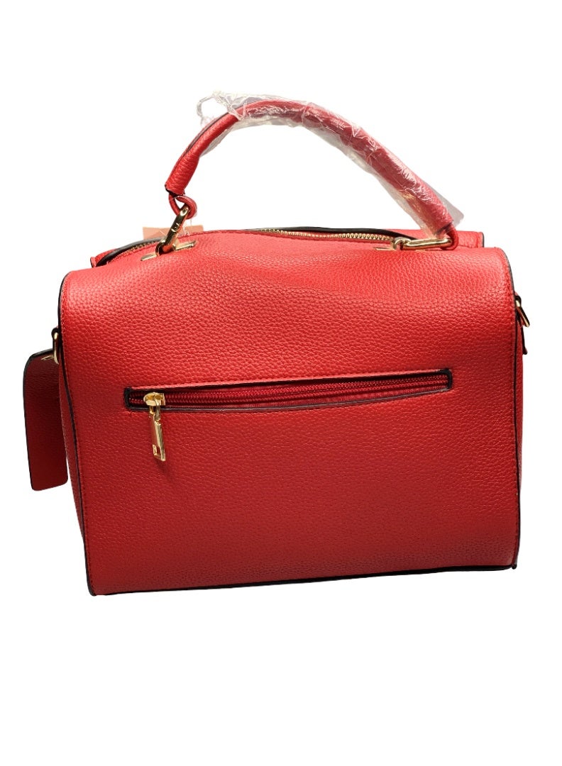 Influence Germany Elegant Red Structured Handbag – Timeless Design with Gold Accents - Image 2