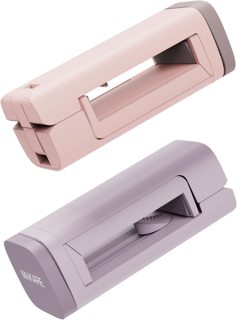 MiiKARE Travel Essentials Airplane Phone Holder, Universal Handsfree Phone Mount for Flying with 360 Degree Rotation, Travel Must Haves Phone Stand for Desk, Tray Table, Purple&Pink - Image 1
