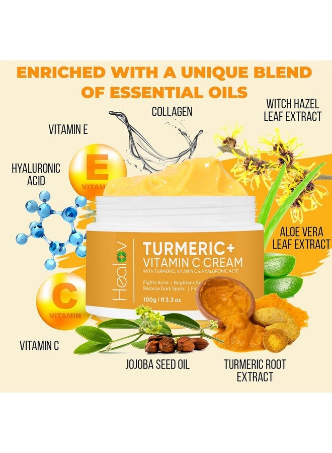 Healov Turmeric Cream For Skin Brightening - All Natural Face & Body Turmeric Skin Lotion - Turmeric Cleanses Skin, Fights Acne, Evens Tone, Marks, Sun Damage, & Age Spots - Pure Turmeric Cream (Large) - Image 5