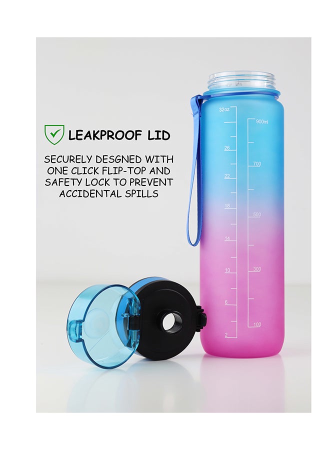 توشيونيكس زجاجة مياه تحفيزية سعة 1000 مل مع علامات زمنية وغطاء قابل للقفل بلمسة واحدة ومقبض حمل واحد - خالية من مادة BPA وغطاء مانع للتسرب وصديقة للبيئة ومصنوعة من البلاستيك وقابلة لإعادة الاستخدام وتذكير بالشرب للبالغين والأطفال في المدرسة والمكتب والترطيب اليومي وصالة الألعاب الرياضية واللياقة البدنية والأنشطة الخارجية والرياضة والسفر، زجاجة سعة 32 أونصة - Image 4