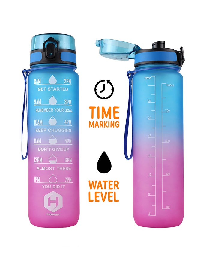 توشيونيكس زجاجة مياه تحفيزية سعة 1000 مل مع علامات زمنية وغطاء قابل للقفل بلمسة واحدة ومقبض حمل واحد - خالية من مادة BPA وغطاء مانع للتسرب وصديقة للبيئة ومصنوعة من البلاستيك وقابلة لإعادة الاستخدام وتذكير بالشرب للبالغين والأطفال في المدرسة والمكتب والترطيب اليومي وصالة الألعاب الرياضية واللياقة البدنية والأنشطة الخارجية والرياضة والسفر، زجاجة سعة 32 أونصة - Image 5
