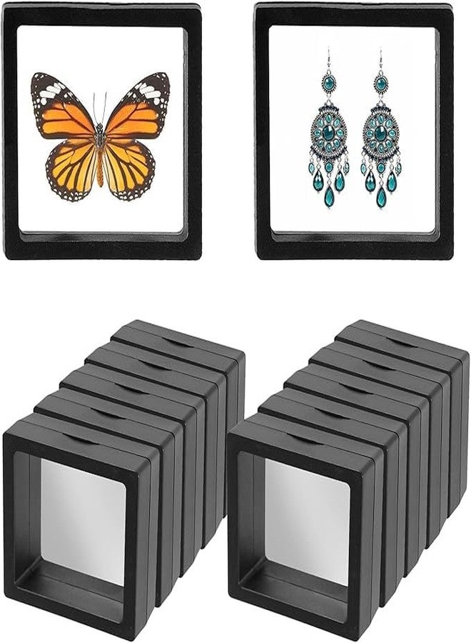 Onward 3D Floating Frame Display 4 PCS,Transparent Film Necklace Bracelet Earring Storage Box for Coins,Jewelry,Antique Jewelry Diamond Shape Gift Box (Black, 4) - Image 3