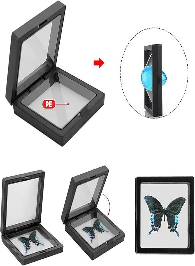 Onward 3D Floating Frame Display 4 PCS,Transparent Film Necklace Bracelet Earring Storage Box for Coins,Jewelry,Antique Jewelry Diamond Shape Gift Box (Black, 4) - Image 4