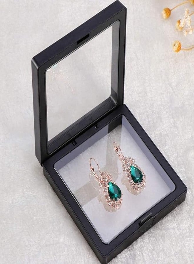 Onward 3D Floating Frame Display 4 PCS,Transparent Film Necklace Bracelet Earring Storage Box for Coins,Jewelry,Antique Jewelry Diamond Shape Gift Box (Black, 4) - Image 2