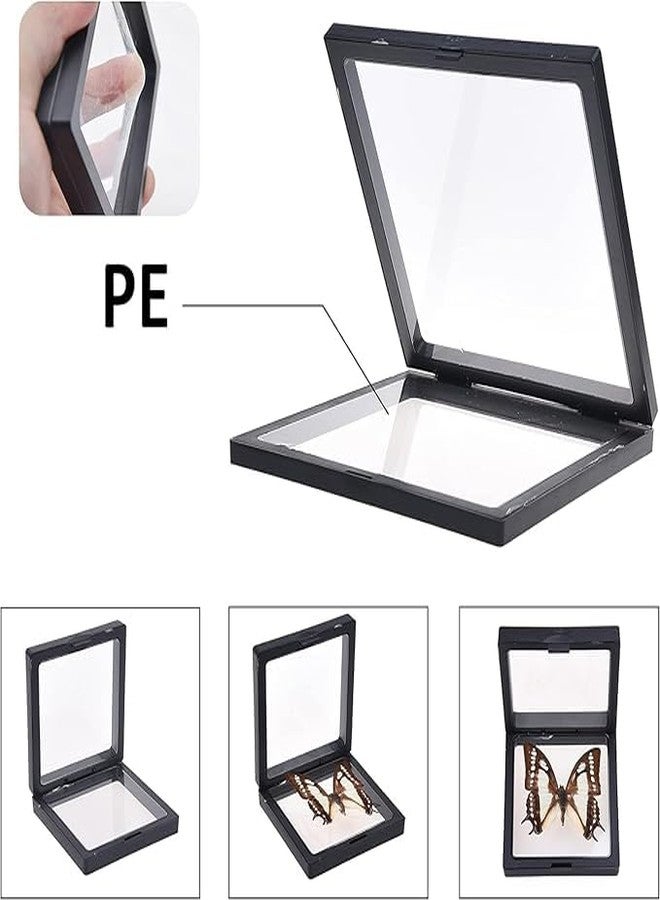 Onward 3D Floating Frame Display 4 PCS,Transparent Film Necklace Bracelet Earring Storage Box for Coins,Jewelry,Antique Jewelry Diamond Shape Gift Box (Black, 4) - Image 5