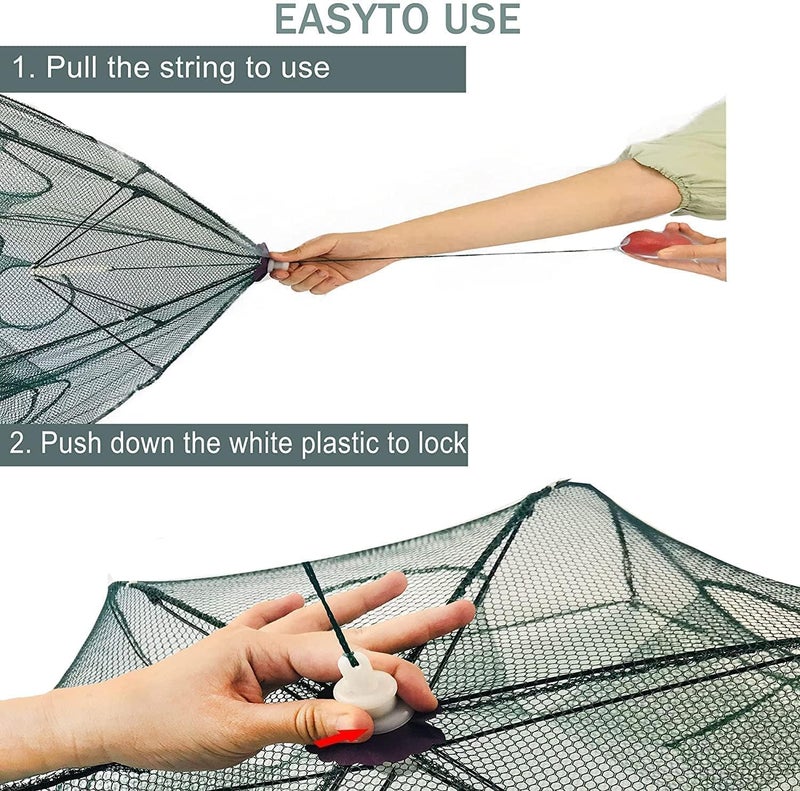 Battalion Fishing Trap (20Holes) High Durable Nylon Net Trap | Portable & Foldable Ideal for Fish, Crab, Shrimps | Suitable for Lakes and Sea | Fish Trap | Cast Net with Extra Drag Line - Image 3