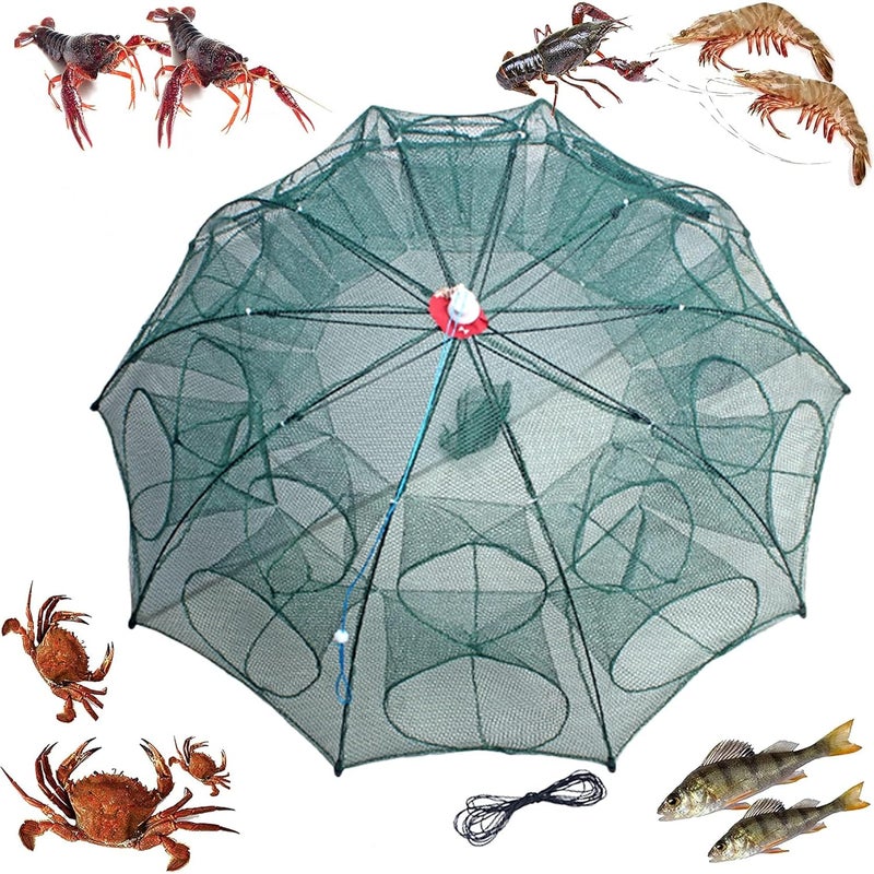 Battalion Fishing Trap (20Holes) High Durable Nylon Net Trap | Portable & Foldable Ideal for Fish, Crab, Shrimps | Suitable for Lakes and Sea | Fish Trap | Cast Net with Extra Drag Line - Image 1