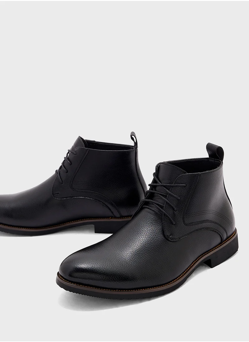 Robert Wood Welt Detail Formal Lace Up Boots