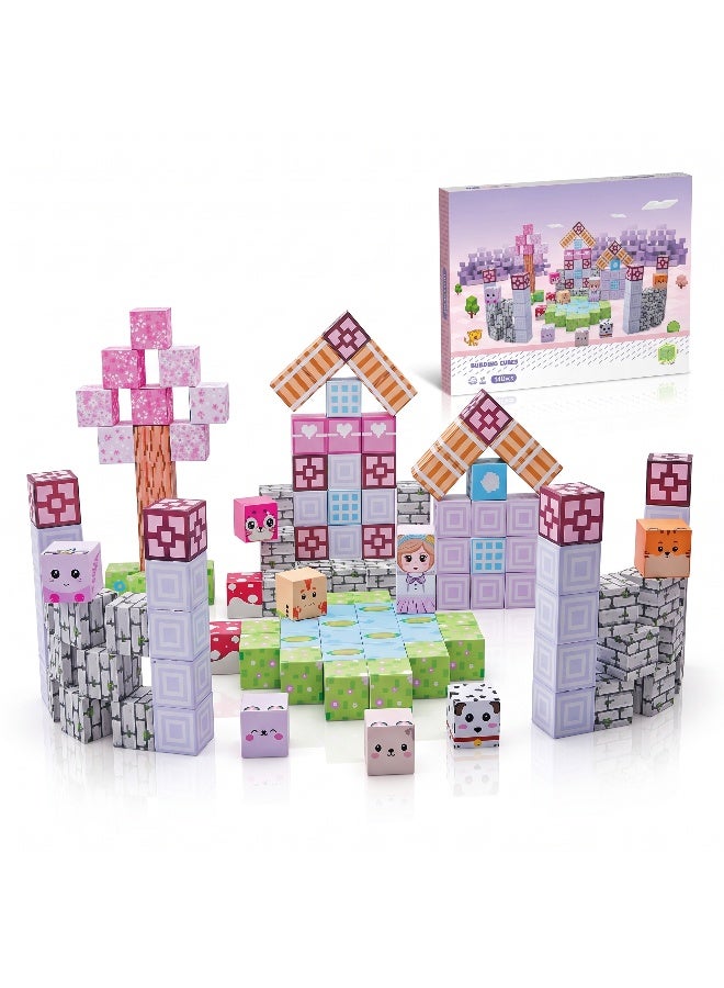 2cm Magnetic Building Cubes Set 140 Pieces – Colorful DIY Magnetic Blocks for Kids Creative Construction, STEM Learning Toy with Patterned Cubes and Characters
