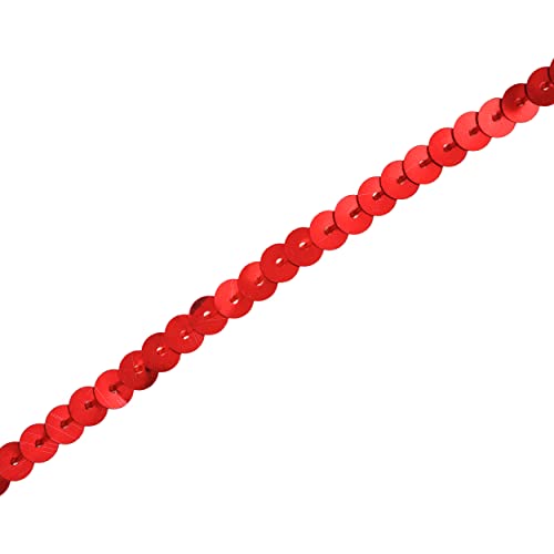 Mandala Crafts 100 Yards 6mm Red Sequins Strips on a Roll - Flat Paillettes Trim Ribbon Sequins String Spool by The Yard for Sewing, Costumes, Crafts, Embellishments, and Decorations - Image 2
