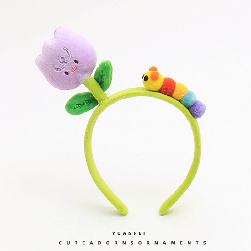 Generic Cute Tulip Flower Hairband Cartoon Caterpillar Headwear Tulip Purple